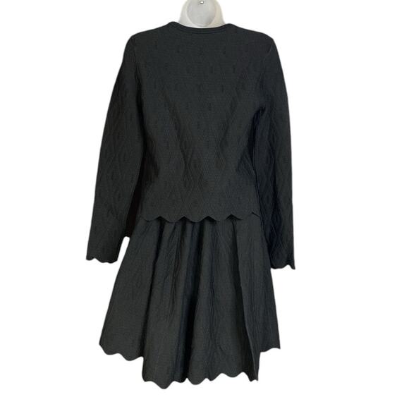 JONATHAN SIMKHAI Black Knit Scalloped Sweater and A-Line Skirt Set - Picture 3 of 5